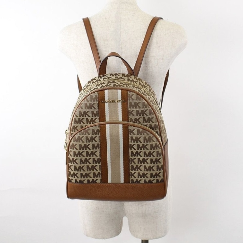 Michael Kors Abbey Medium Signature Stripe Backpack Gem